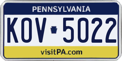 PA license plate KOV5022
