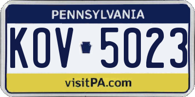 PA license plate KOV5023