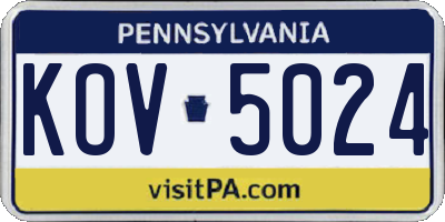PA license plate KOV5024