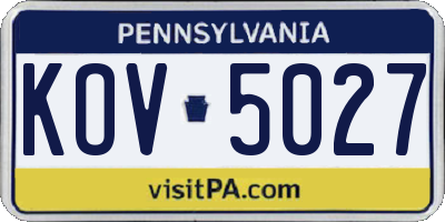 PA license plate KOV5027