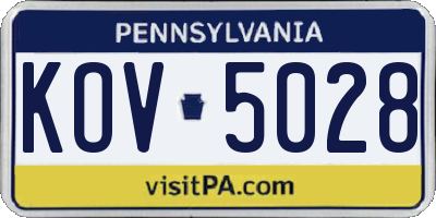PA license plate KOV5028