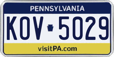 PA license plate KOV5029