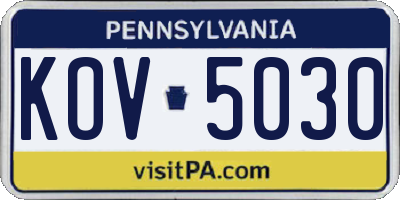 PA license plate KOV5030