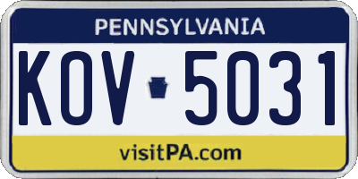 PA license plate KOV5031