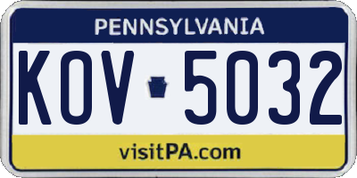PA license plate KOV5032