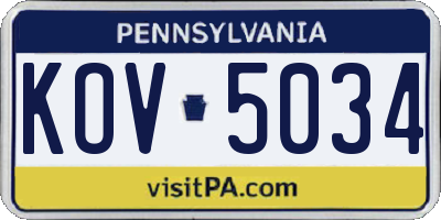 PA license plate KOV5034