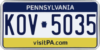 PA license plate KOV5035