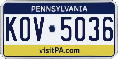 PA license plate KOV5036