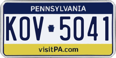 PA license plate KOV5041