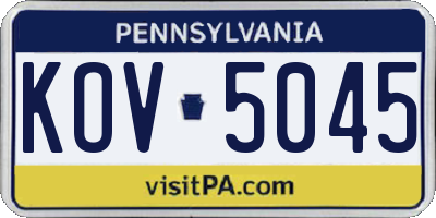 PA license plate KOV5045