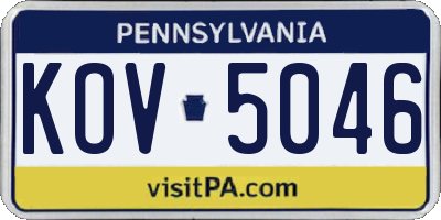 PA license plate KOV5046