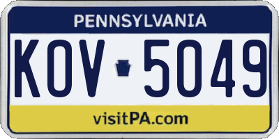 PA license plate KOV5049