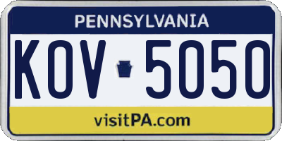 PA license plate KOV5050