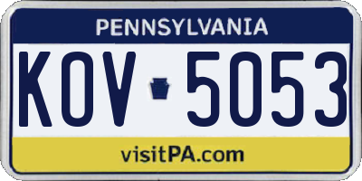 PA license plate KOV5053