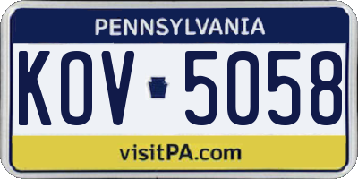 PA license plate KOV5058