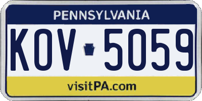 PA license plate KOV5059