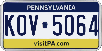 PA license plate KOV5064