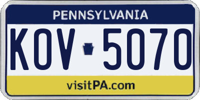 PA license plate KOV5070