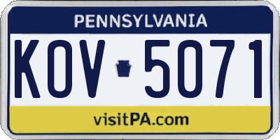 PA license plate KOV5071