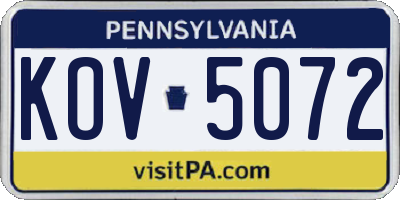 PA license plate KOV5072