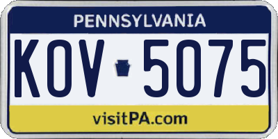 PA license plate KOV5075