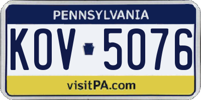 PA license plate KOV5076