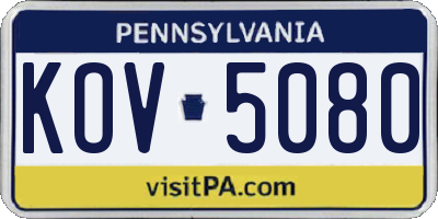 PA license plate KOV5080