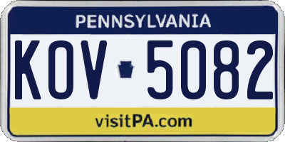 PA license plate KOV5082