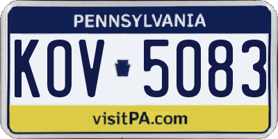PA license plate KOV5083