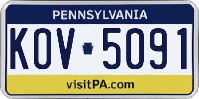 PA license plate KOV5091