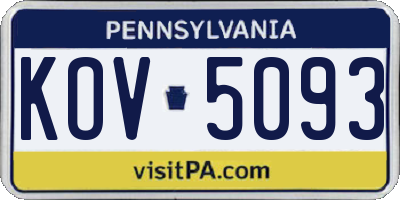 PA license plate KOV5093