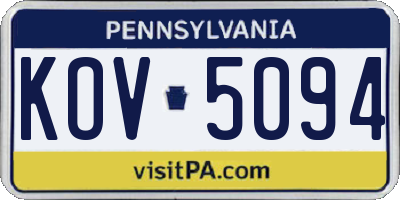 PA license plate KOV5094