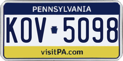 PA license plate KOV5098