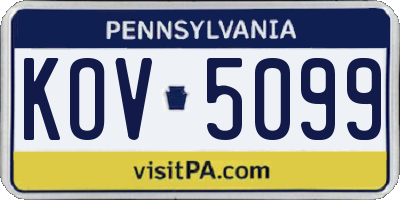 PA license plate KOV5099