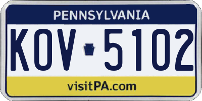 PA license plate KOV5102