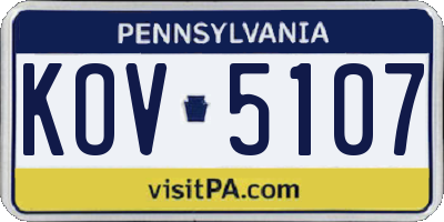 PA license plate KOV5107