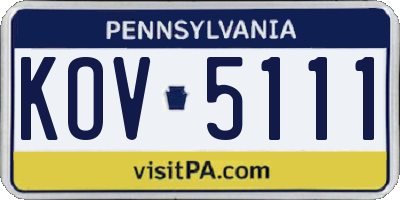PA license plate KOV5111
