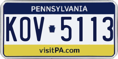 PA license plate KOV5113