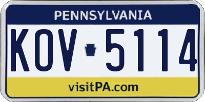 PA license plate KOV5114