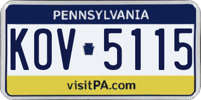 PA license plate KOV5115
