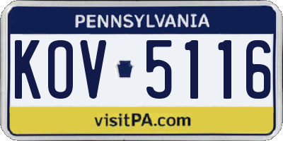 PA license plate KOV5116