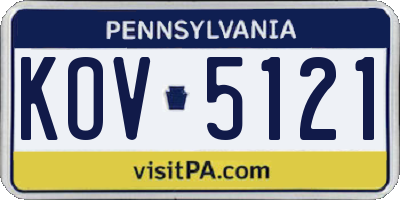 PA license plate KOV5121