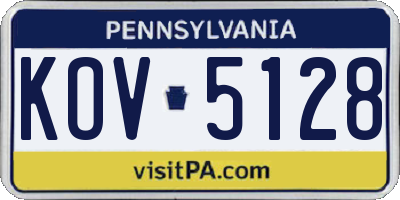 PA license plate KOV5128