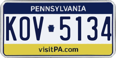 PA license plate KOV5134