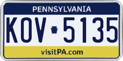 PA license plate KOV5135