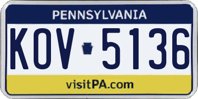 PA license plate KOV5136