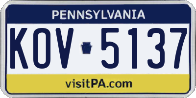PA license plate KOV5137