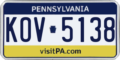 PA license plate KOV5138