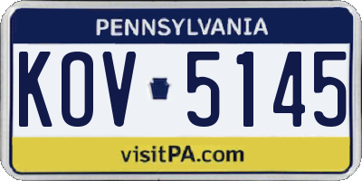 PA license plate KOV5145
