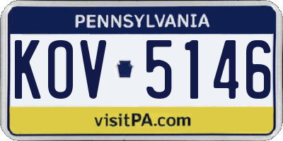 PA license plate KOV5146